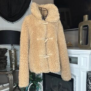 LC Lauren Conrad Plush Teddy Jacket in Cream